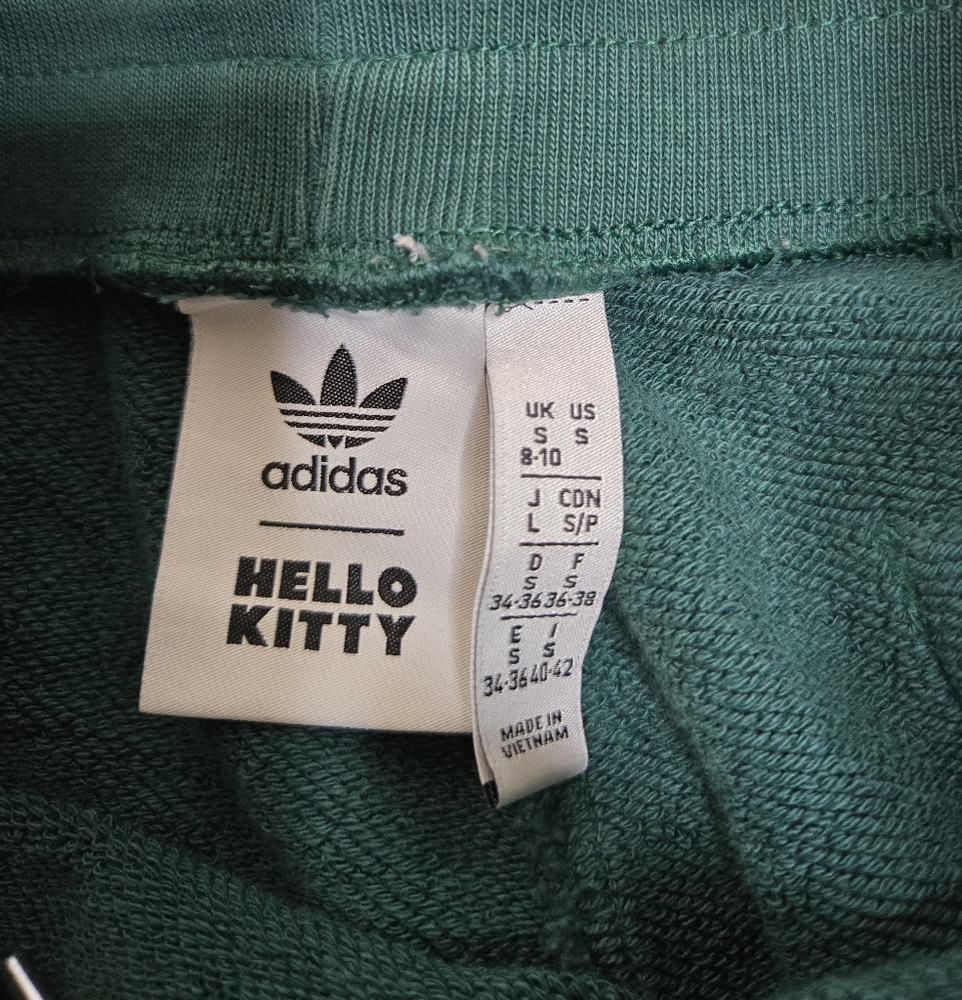 ADIDAS x Hello Kitty forest green embroidered jogger sweatpants unisex S - Picture 7 of 17